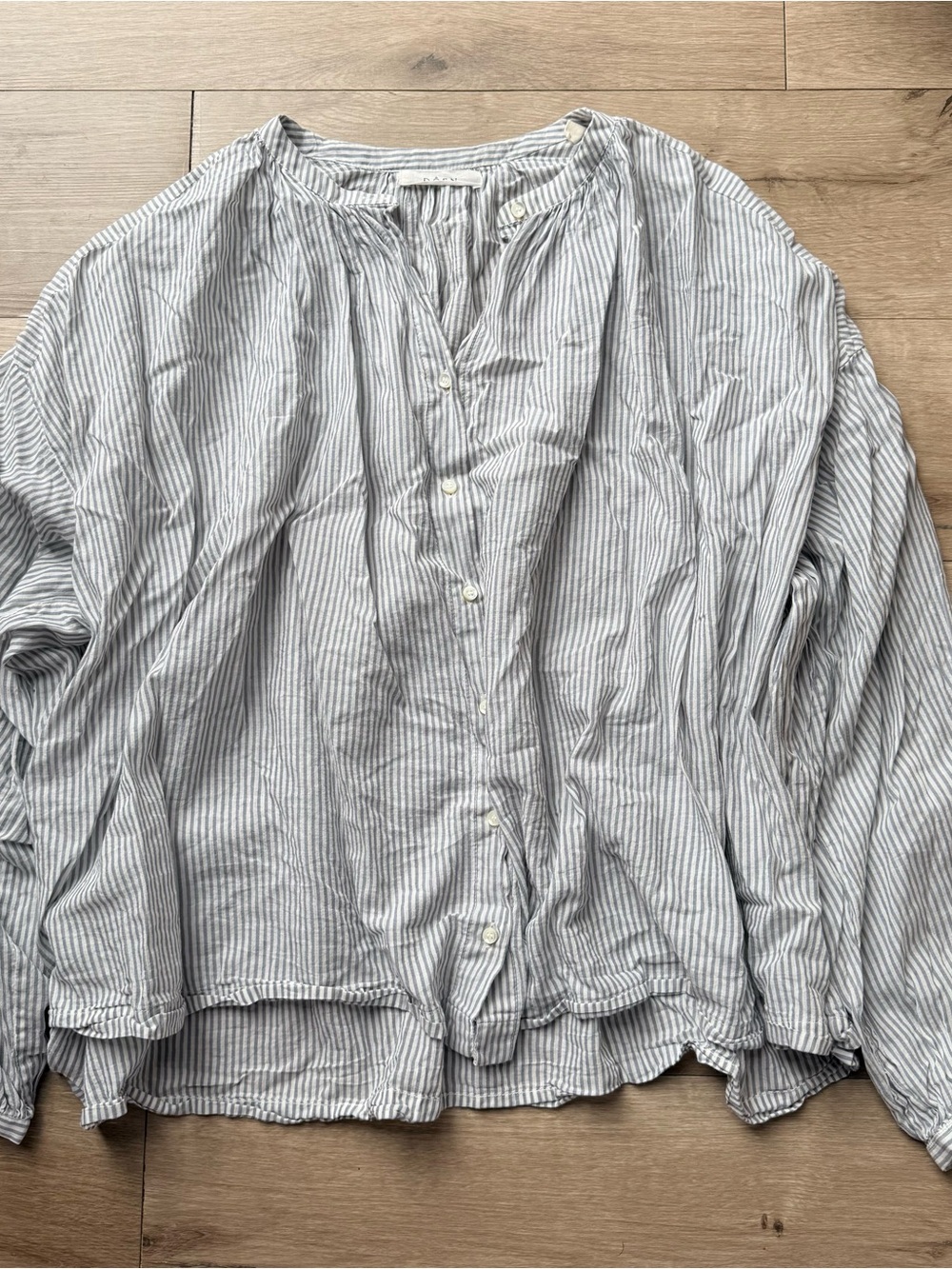 DÔEN DOEN JANE Striped Button Up Blouse Organic Cotton Blue White M